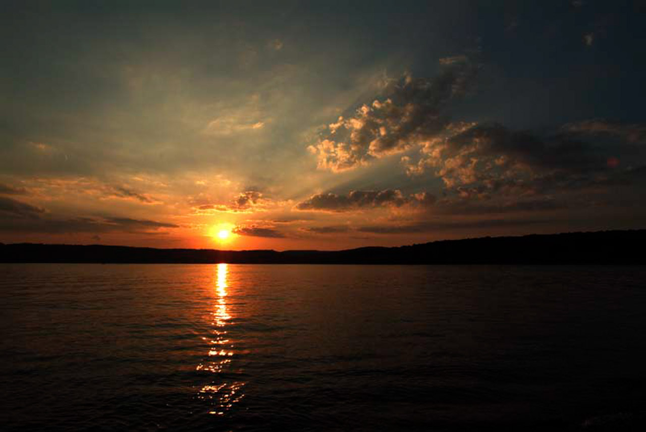 Sunset over White Rock Lake in Dallas, Texas.