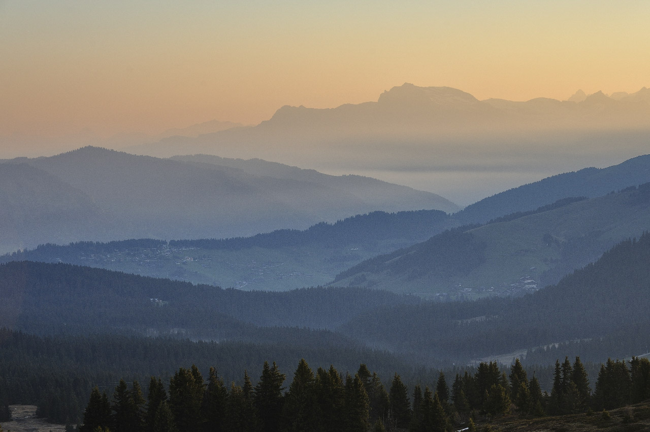 Alpine landscape around the village of Hauteluce in Savoy.