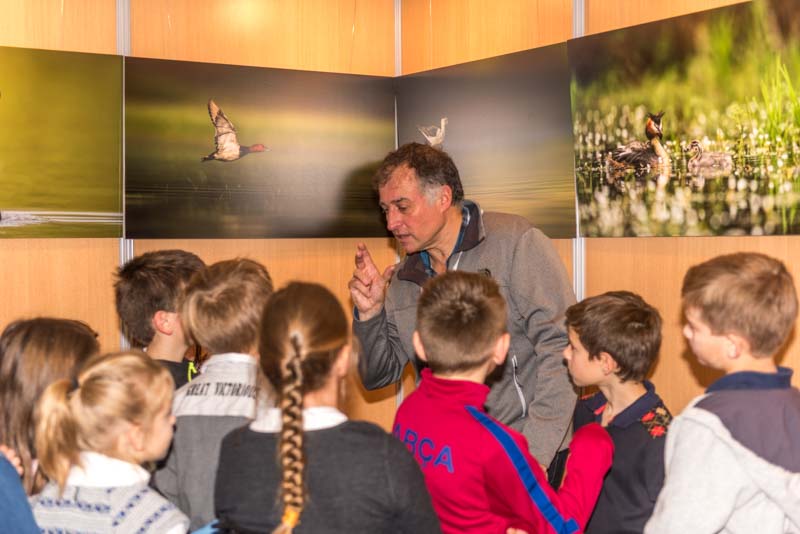 L'exposition 'Ambiances sur les étangs de la Dombes' a été installée durant le festival international de nature de Montier en Der en novembre 2017.