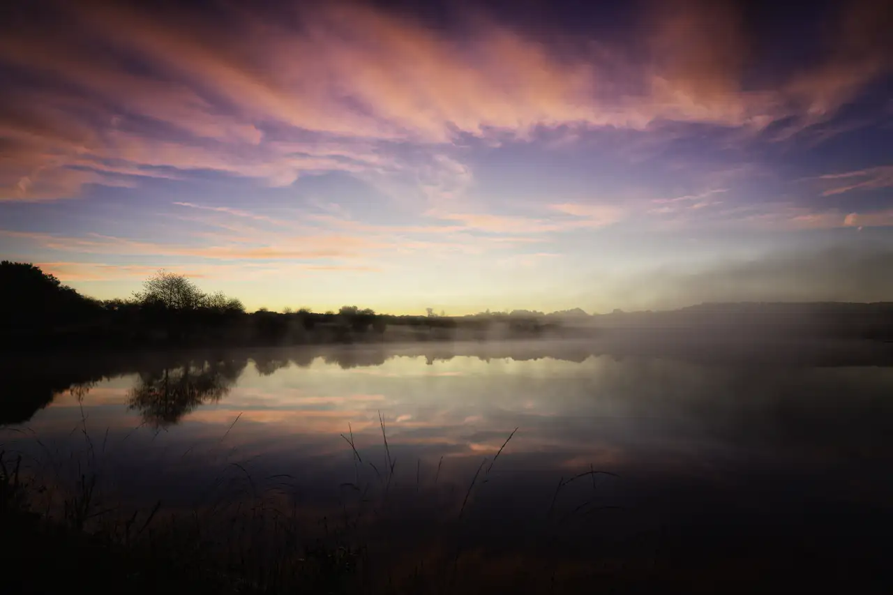Landscape of a pond in Haute-Saintonge in Charente-Maritime, France. Fine art Photograph in color by Amar Guillen, photographer artist.