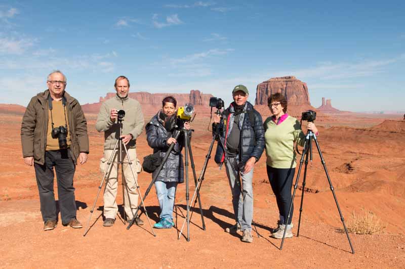 Les participants au voyage photo "Grand Cercle" autour du Grand Canyon : Eric, Serge, Agnès, Christian et Danièle.