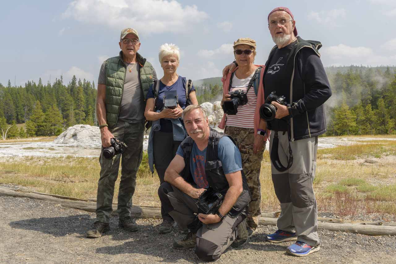Les participants au stage de photo dans le Yellowstone en août 2018 : Patrick, Pascale, Philippe, Josiane et Daniel.