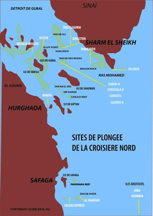Sites de la croisière Nord en Mer Rouge