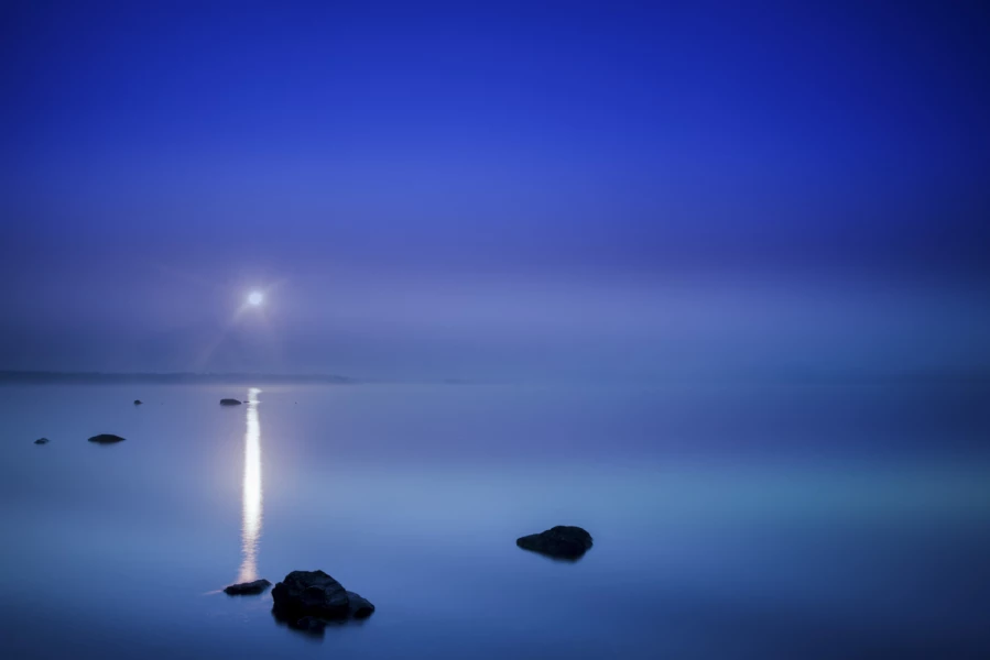 Blue hour at dawn on Yellowstone lake. Blue hour at dawn on Yellowstone lake.