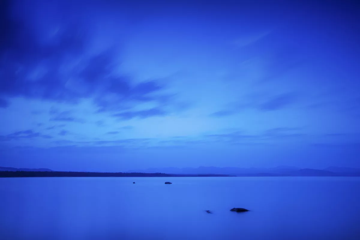Blue hour at dawn on Yellowstone lake. Blue hour at dawn on Yellowstone lake.