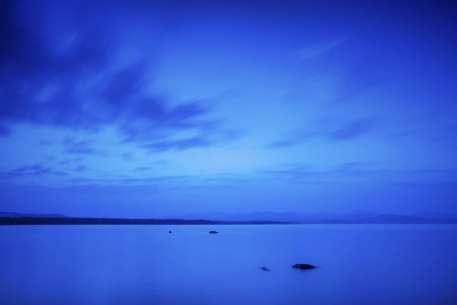Blue hour at dawn on Yellowstone lake. Blue hour at dawn on Yellowstone lake.