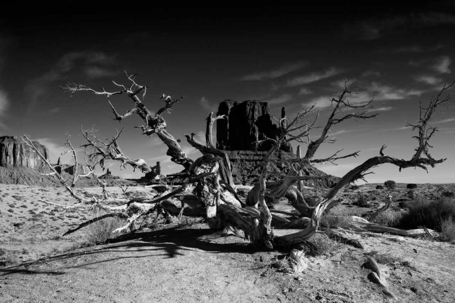 Landscape in black and white of Monument Valley in Arizona in Un Landscape in black and white of Monument Valley in Arizona in Un