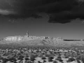 Paysage de Valley of the Gods dans l'Utah en noir et blanc.