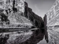 Paysage de Big Bend au Texas en noir et blanc.