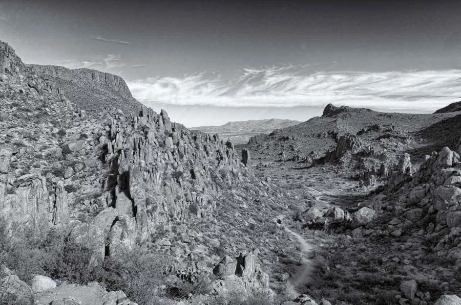 Paysage de Big Bend au Texas en noir et blanc. Paysage de Big Bend au Texas en noir et blanc.