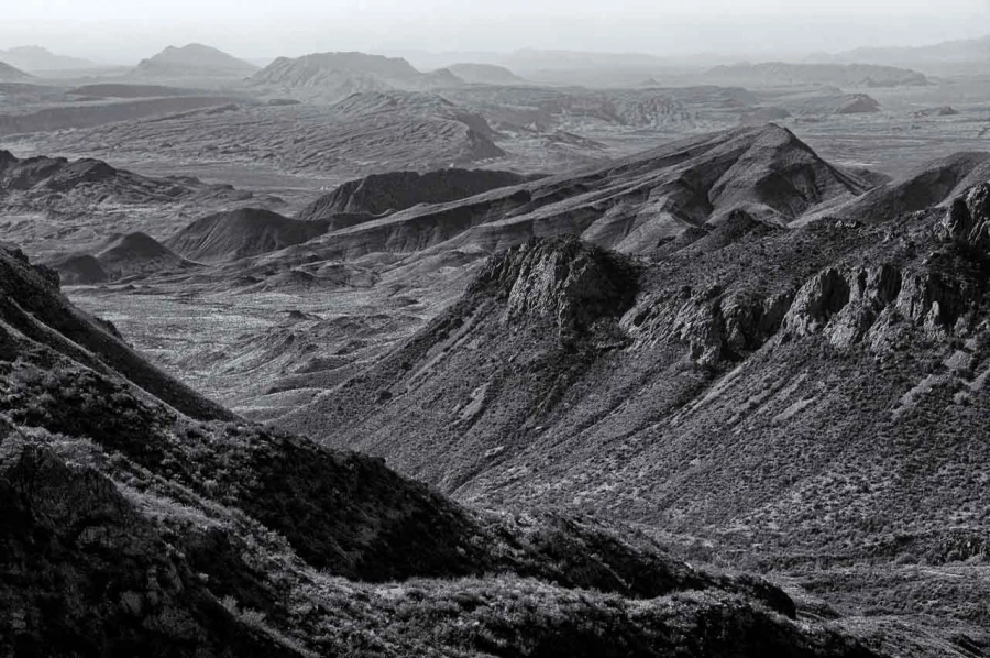 Paysage de Big Bend au Texas en noir et blanc. Paysage de Big Bend au Texas en noir et blanc.