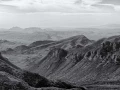 Paysage de Big Bend au Texas en noir et blanc.