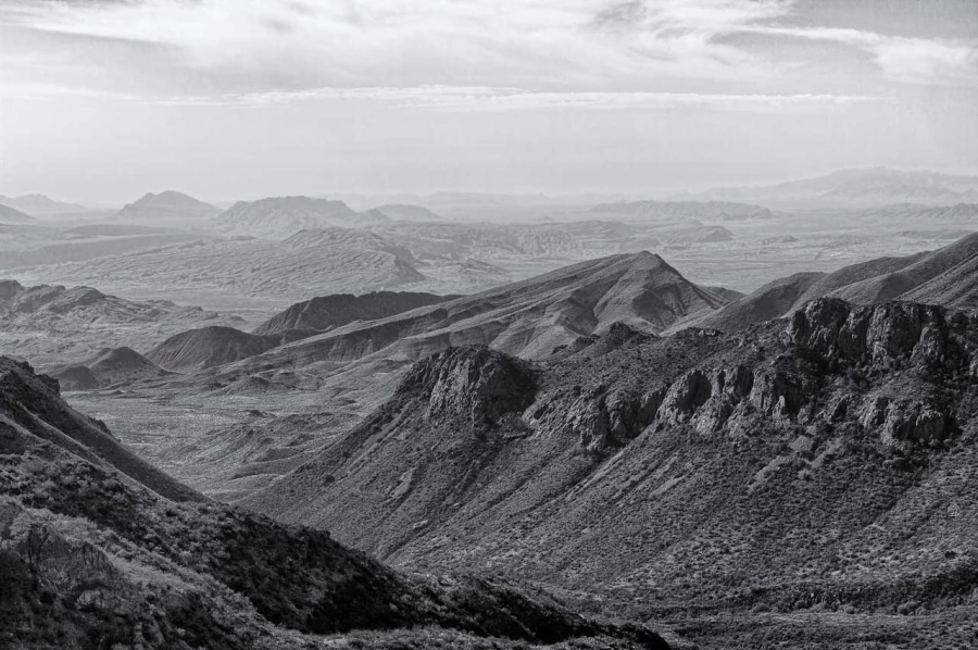 Paysage de Big Bend au Texas en noir et blanc. Paysage de Big Bend au Texas en noir et blanc.