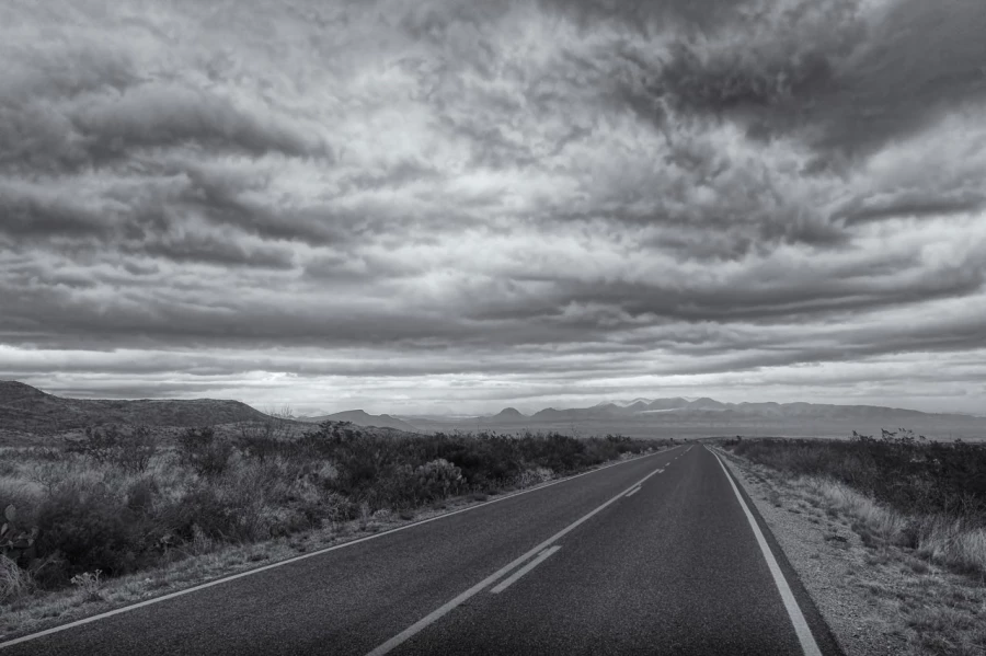 Paysage de Big Bend au Texas en noir et blanc. Paysage de Big Bend au Texas en noir et blanc.
