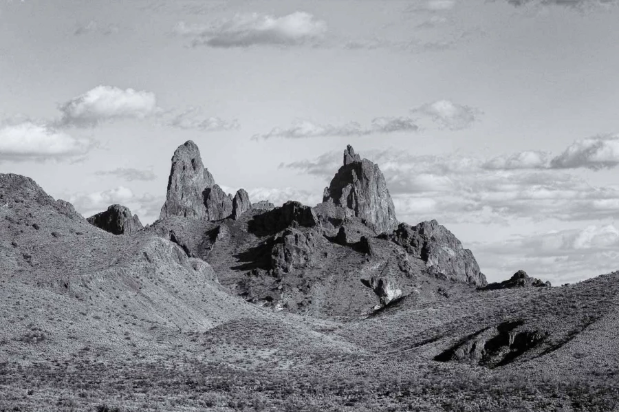 Paysage de Big Bend au Texas en noir et blanc. Paysage de Big Bend au Texas en noir et blanc.