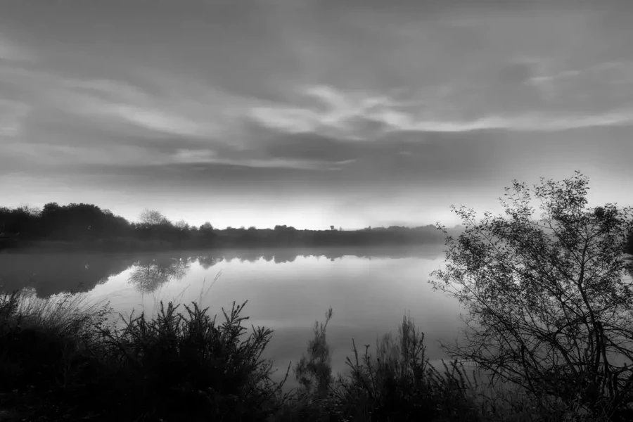 Paysage de la Haute-Saintonge en Charente-Maritime en France en noir et blanc