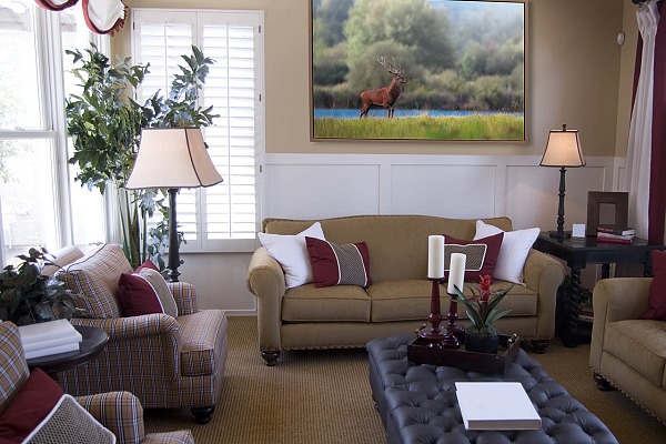 A fine art print of a red deer stag exposed in a sitting room. With the contemporay finish, it is a perfect gift for Father's Day.