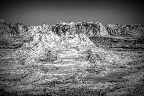 Black and white landscape of Dallol in Ethiopia. Fine art Photograph by Amar Guillen, photographer artist.