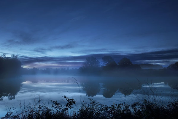 Morning blue hour in Haute-Saintonge, Charente-Maritime, France. Color fine art photography by Amar Guillen, artist photographer.