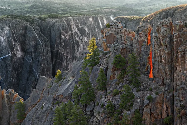 Landscape photo in color of a landscape of Black Canyon of the Gunnison in Colorado. Photograph in color by Amar Guillen, artist photographer.