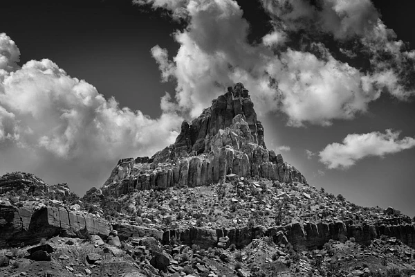 Landscape of Castle Valley in Utah in United States Fine art Photograph in black and white by Amar Guillen, photographer artist.