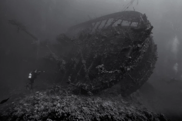The Umbria wreck laying off the coast of Sudan. Photographs by Amar Guillen.
