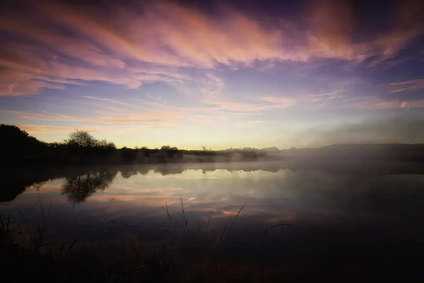 Landscape of a pond in Haute-Saintonge in Charente-Maritime, France. Fine art Photograph in color by Amar Guillen, photographer artist.