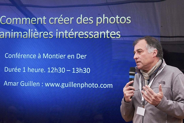 Conférence consacrée à la photographie animalière au festival de Montier-en-Der.