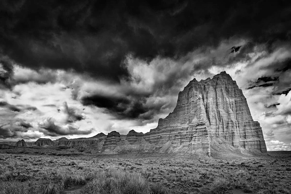 Landscape of Cathedral Valley in Utah in United States Fine art Photograph in black and white by Amar Guillen, photographer artist.